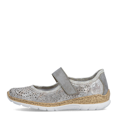 detail Dámské polobotky Rieker N4299-90 stříbrná